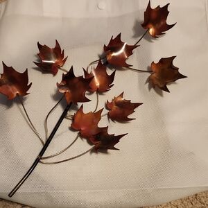 Orange Leaf Design Metal Art Wall Hanging